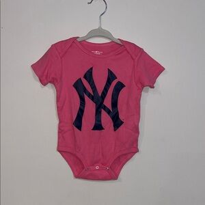 NY Yankees MLB Baby Girl Pink Bodysuit Outfit Baseball Game New York